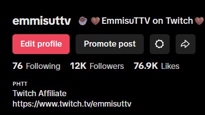 EmmisuTTV's tweet photo. GOD WHAT A START TO 2026- 

THANK YOU SO MUCH FOR 12K ON TIKTOK AND 700 ON YOUTUBE 💕💕💕💕💕💕💕

I might need to adjust my goals?? https://t.co/moOzij4NOM