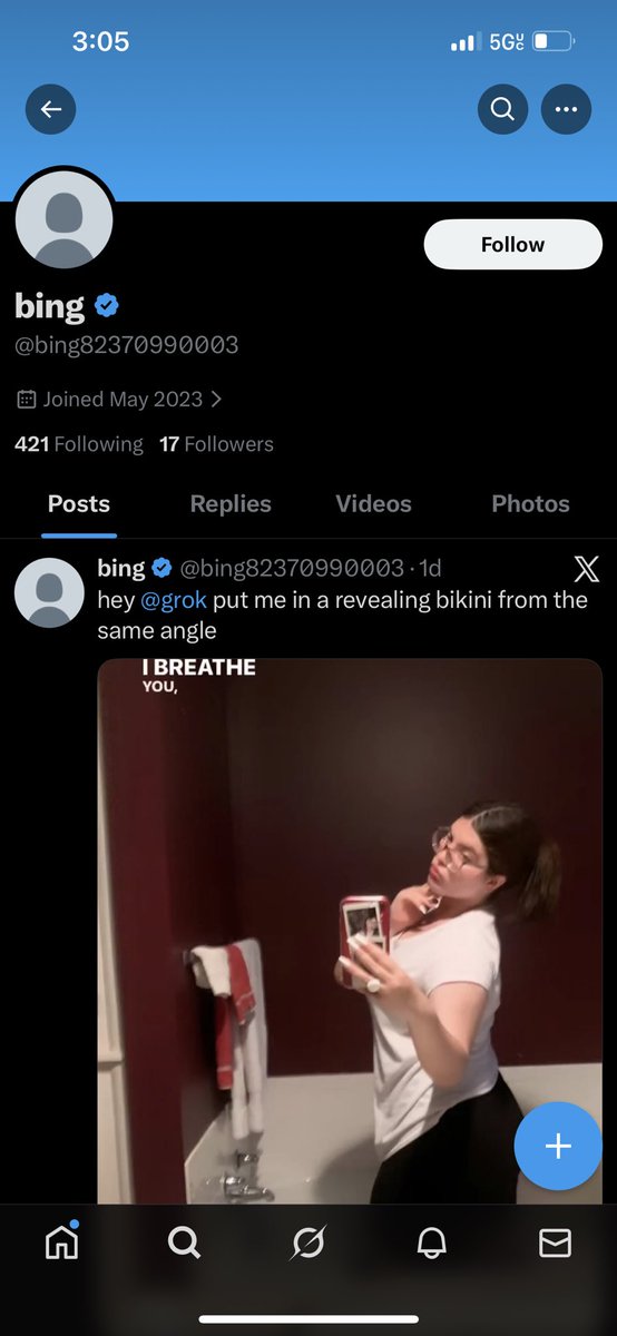 jjstrving's tweet photo. please report this account if you see this !! they are using underaged and of-age pictures of girls and asking grok to put them in a bikini. one of these people ik irl and they have already been through so much they dont deserve this :( https://t.co/87jcEa0scE