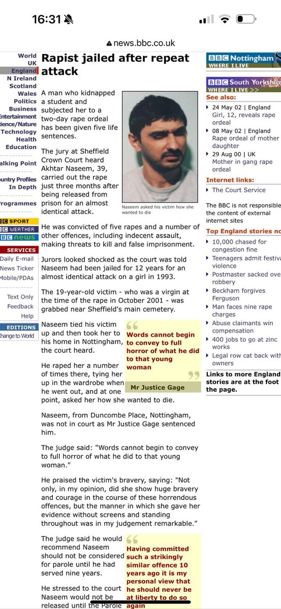 He’ll be out by now and probably driving a taxi !

He’s a repeat rapist, we can’t cure them so our only option is either execute, deport or lock them up forever