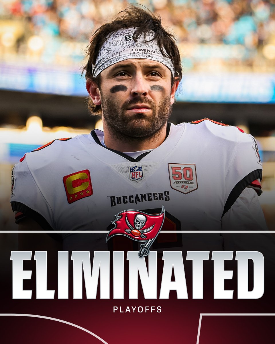 espn's tweet image. Following the Falcons win, the Buccaneers have been eliminated from playoff contention.