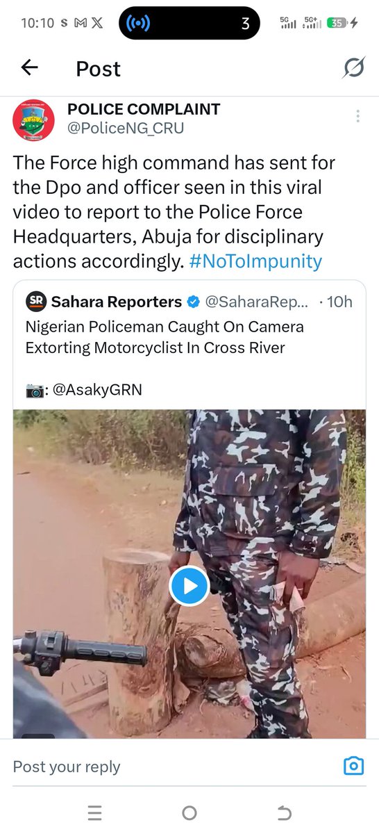 probitasreport's tweet photo. @PoliceNG Stop kidding yourself. Because someone caught this on camera, you decided to pretend to act. Fake action. Go and see police at various check points inside Ibadan starting from ramp bridge of Old Ife Road down to Ado Ekiti is stop and obtain by force. @PoliceNG_CRU https://t.co/M21qZswZGG