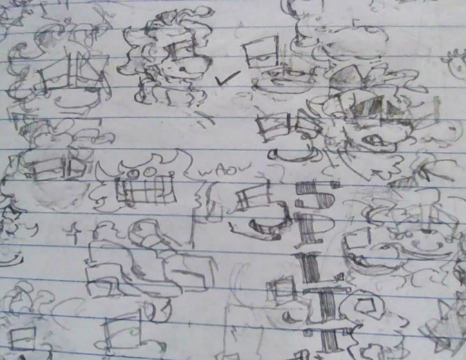 devskog's tweet image. split school doodle page