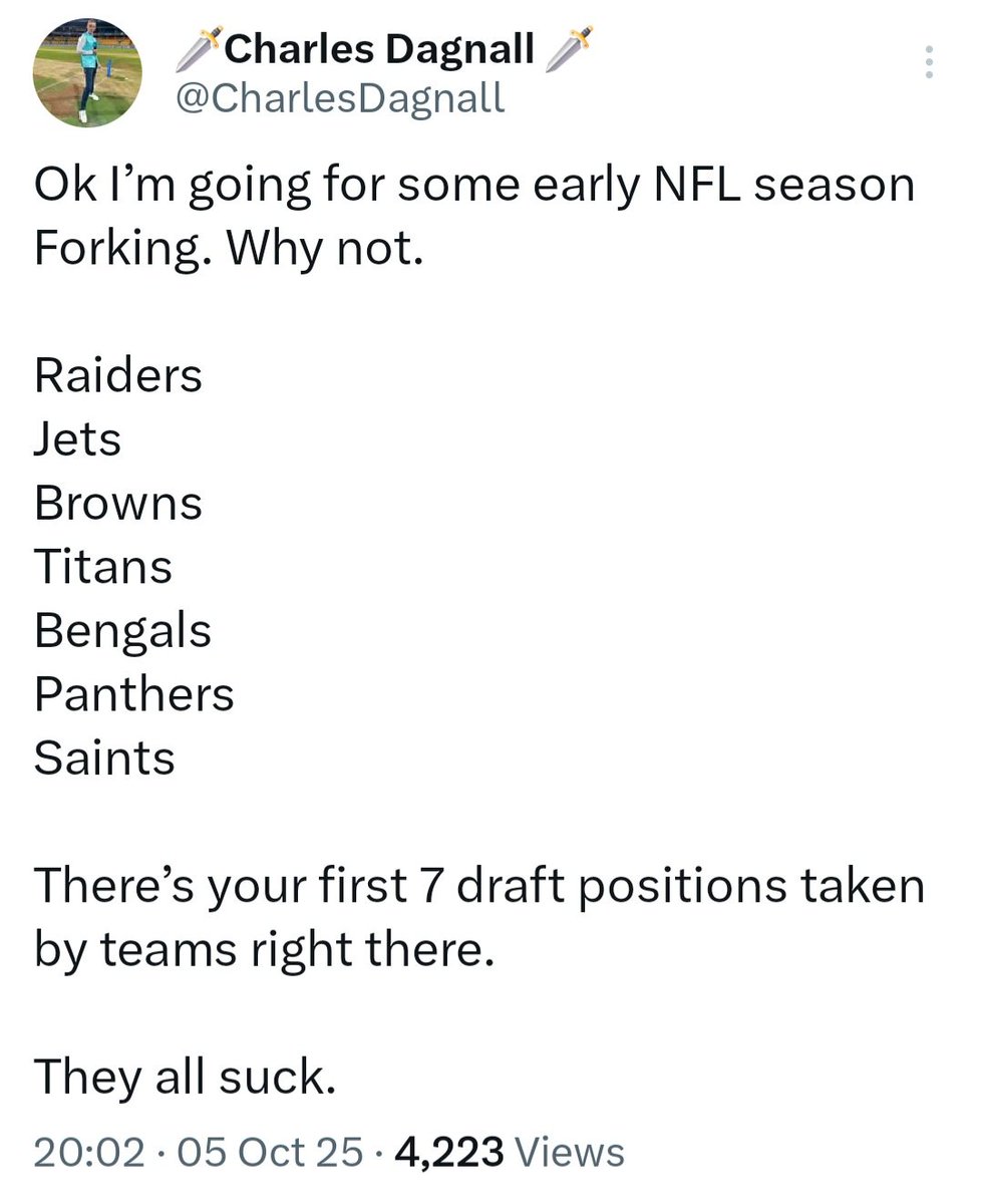 ChrisLawts's tweet photo. @CharlesDagnall And then beaten to the NFC South title by a team you were forking after week 3 #Panthers https://t.co/CNNpY0p7gd