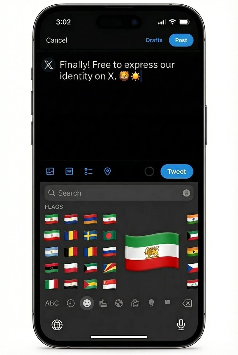 Hi <a href="/lindayaX/">Linda Yaccarino</a>, <a href="/XDesign/">X Design</a> 
The Persian community on X is vibrant and highly engaged.
We are asking for representation: The “Lion and Sun” flag.
If X adds this as an exclusive in-app emoji, it will massively boost engagement and loyalty among millions of users who feel unrepresented