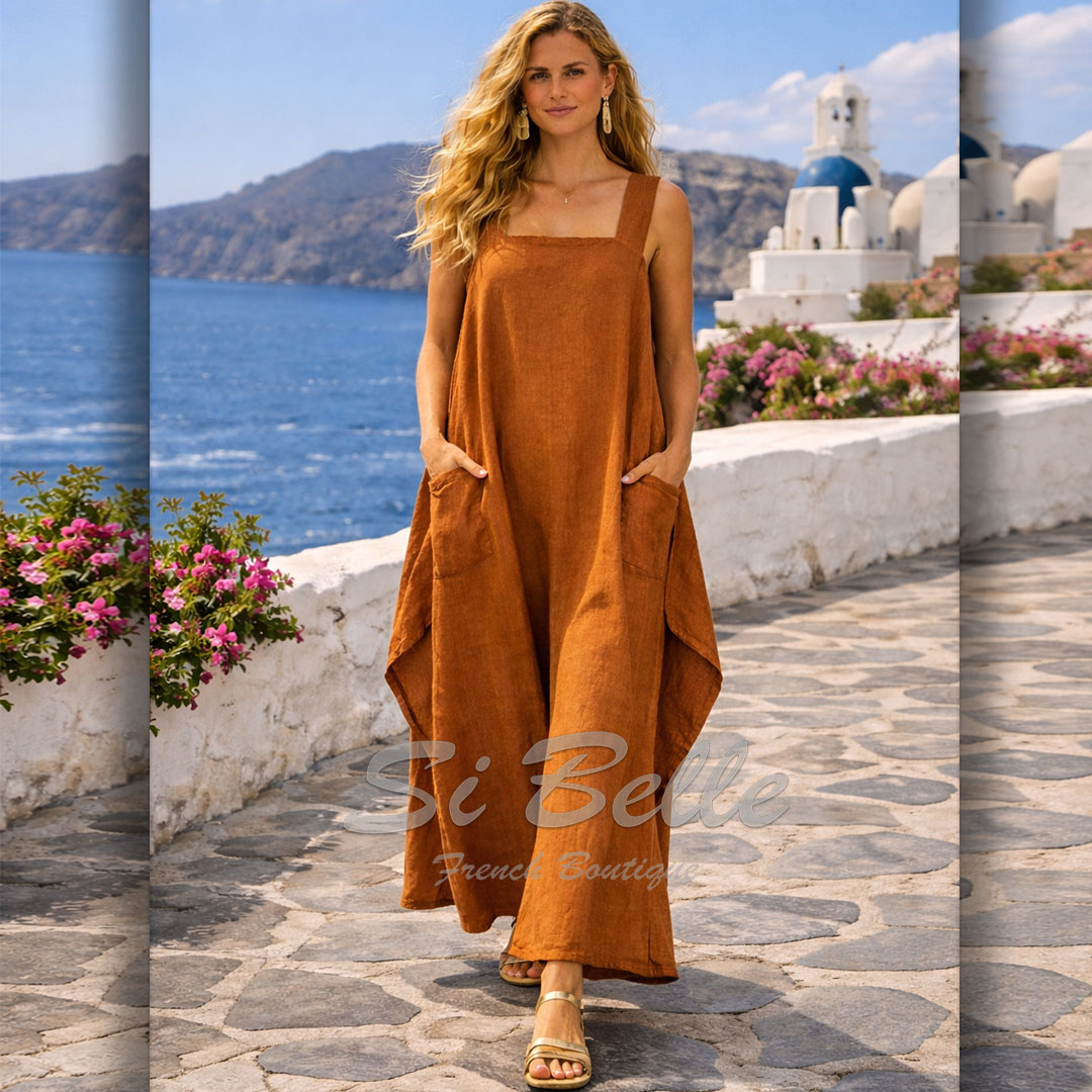SiBelleNausicaa's tweet image. Greek coast, linen and a little wild hair. 🤎🌊
One dress. Two pockets. Endless vacations.
Throw it on. Walk out. Look expensive.
Santorini strolls in our pocket-perfect maxi. #Linen #love #LinenLife #ShopLocal #SOMI  #SupportLocal #shopsmall #shopsmallbusiness
