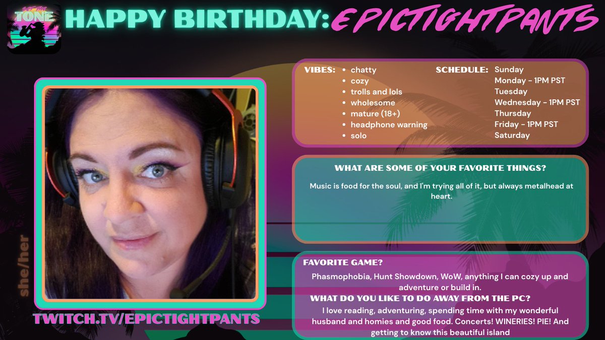 Tone_Setters's tweet image. Please join us in wishing the amazing and talented @epictightpants a happy birthday!  Pure wholesome chaos and a lover of music, she is not only an incredible human being, but a fantastic Tone Setter wherever she goes!  They are live now celebrating a 12hr bday stream!