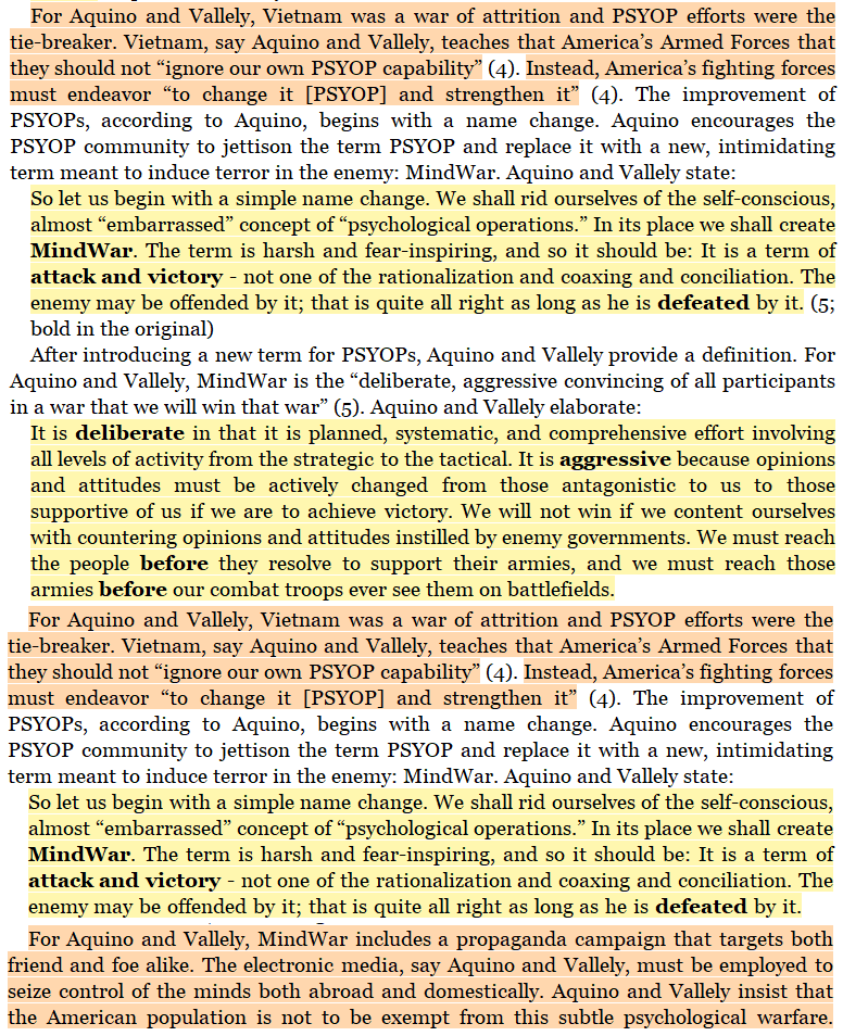toxictiramisu's tweet image. Michael Aquino, a US Army PSYOP officer &amp;amp; Satanist, fused his occult practice of Lesser Black Magic (manipulation/behavioral prediction) with military strategy, proposing to the US military a doctrine called MindWar: continuous psyops targeting enemies/domestic populations alike.