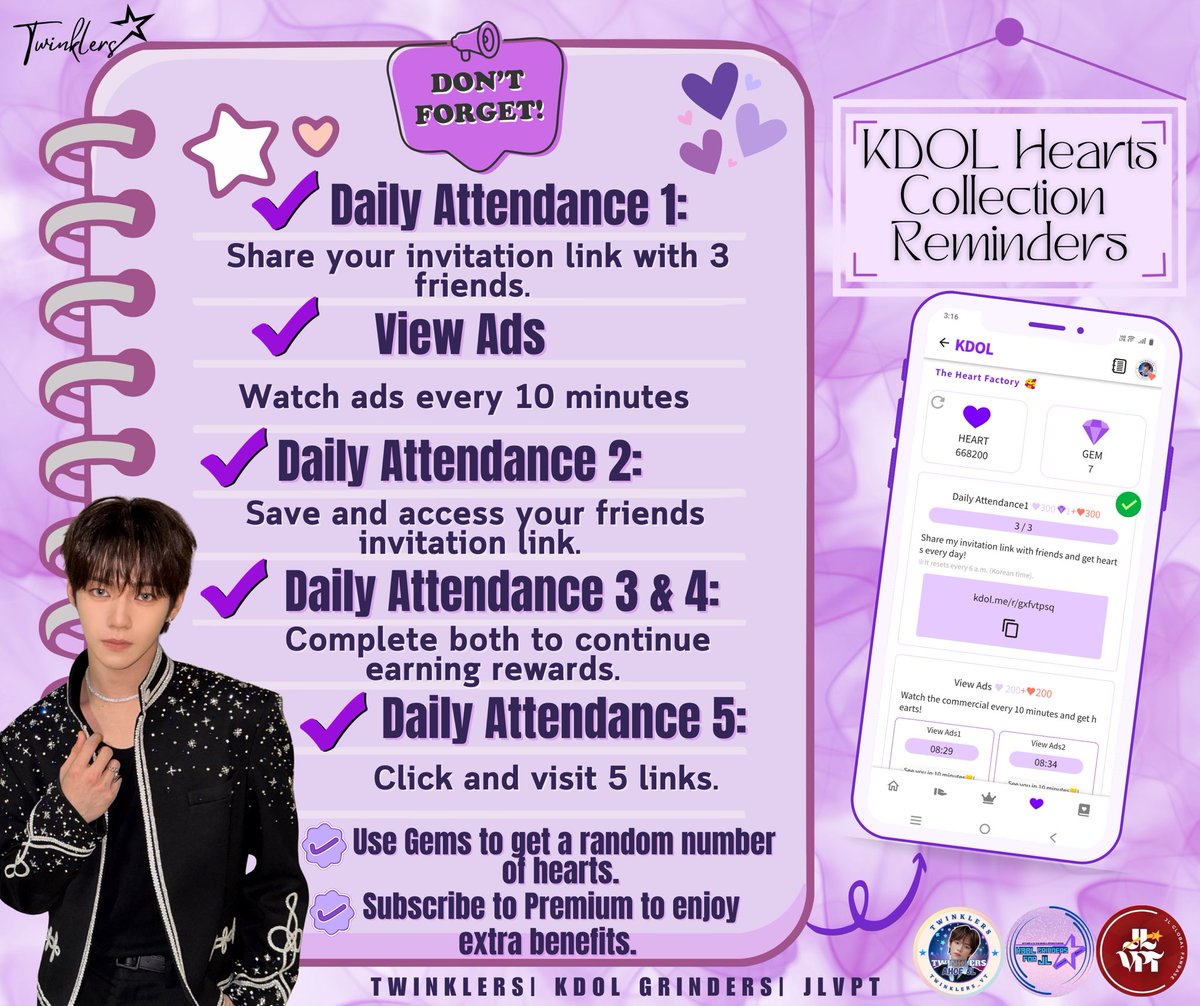 twinklers_vt's tweet image. 📢 𝙆𝘿𝙊𝙇 💜 𝘾𝙤𝙡𝙡𝙚𝙘𝙩𝙞𝙤𝙣 𝙍𝙚𝙢𝙞𝙣𝙙𝙚𝙧 

𝘿𝙖𝙞𝙡𝙮 𝙆𝘿𝙊𝙇 𝙜𝙧𝙞𝙣𝙙 𝙞𝙨 𝙊𝙉! 𝙁𝙤𝙡𝙡𝙤𝙬 𝙩𝙝𝙚𝙨𝙚 𝙨𝙩𝙚𝙥𝙨 𝙩𝙤 𝙈𝘼𝙓𝙄𝙈𝙄𝙕𝙀 💜 𝙃𝙀𝘼𝙍𝙏𝙎 𝙛𝙤𝙧 𝙅𝙇! 

✅ 𝙎𝙝𝙖𝙧𝙚 𝙞𝙣𝙫𝙞𝙩𝙚𝙨
✅ 𝙒𝙖𝙩𝙘𝙝 𝙖𝙙𝙨 (𝙚𝙫𝙚𝙧𝙮 10 𝙢𝙞𝙣𝙨!)
✅ 𝙑𝙞𝙨𝙞𝙩…