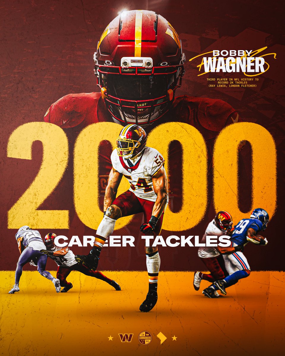 Commanders's tweet image. The newest member of the 2,000 tackle club 🙌