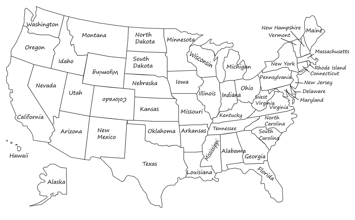 TerribleMaps's tweet photo. This still blows my mind. This is what the United States would look like if every state except Colorado and Wyoming were upside down. https://t.co/Z1bXwLEjWP