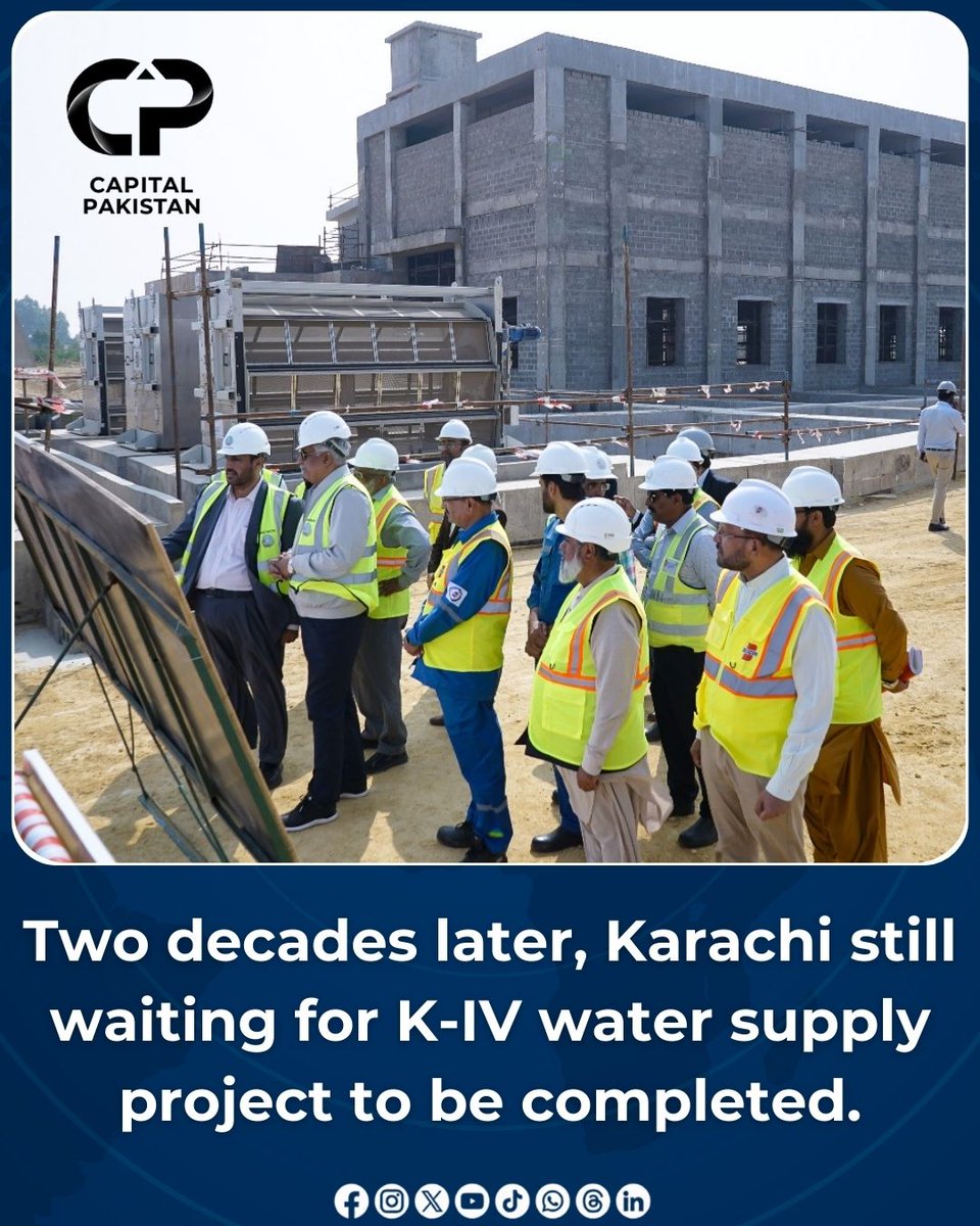 CapitaIPakistan's tweet image. Nearly 20 years after it was planned, Karachi’s long‑awaited K‑IV bulk water supply project, which is meant to bring hundreds of millions of gallons of water from Keenjhar Lake to help ease the city’s chronic shortages.

#InfrastructureDelay #PakistanNews #capitalpakistan