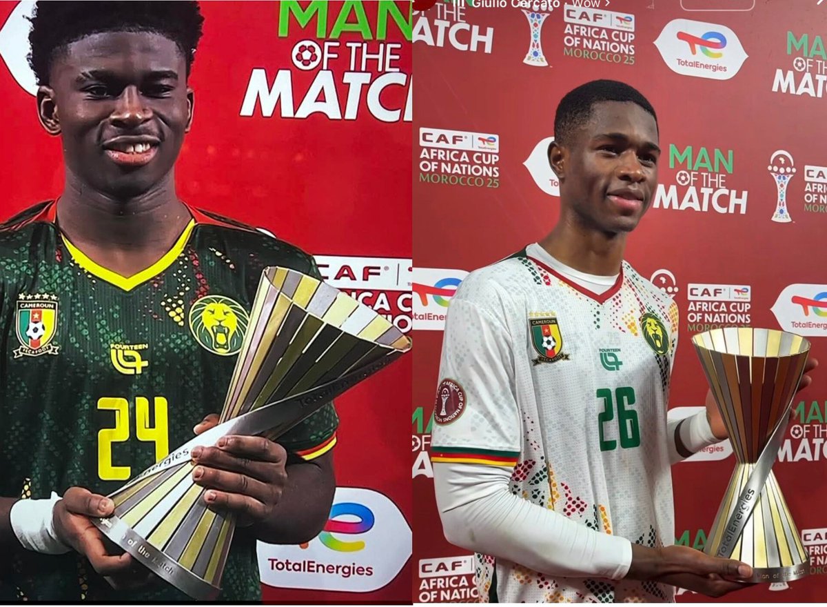 La jeunesse BRILLE à la CAN👶🏽✨

▫️Carlos Baleba 22 ans - Homme du match contre l'Afrique du Sud 

▫️Christian Kofane 19 ans - Homme du match contre le Mozambique 

Nb: on se rend pas compte que le Cameroun pourra dominer la scène continentale sur les 10 prochaines années