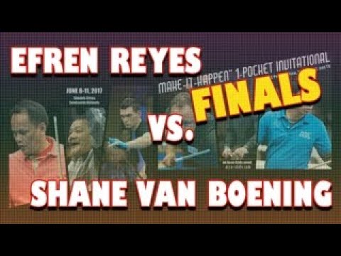 Premiering tonight at 8pm EST -
One Pocket - EFREN REYES vs SHANE VAN BOENING - 2017 Make It Happen One Pocket Invitational Finals

Billy Incardona is joined by Josh Roberts in the booth.
Pat Fleming will be in the chat room.

youtu.be/2SGHvMGaK_I