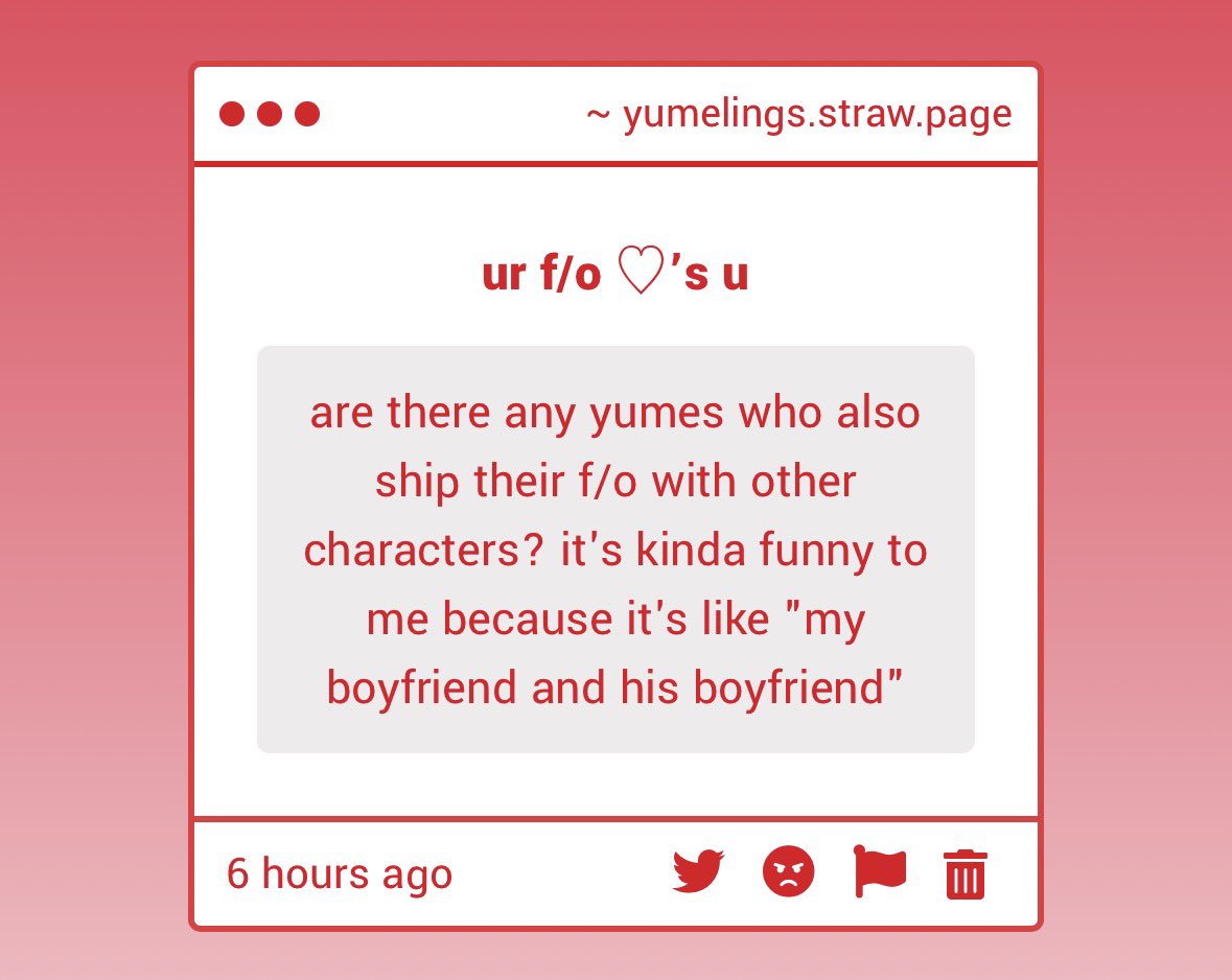 yumelings's tweet image. — ❓ anon asks …  —

“ any yumes who also ship their f/o with other characters ? “

——————

yes anon hello…i love doing this😭😭

🫀 —