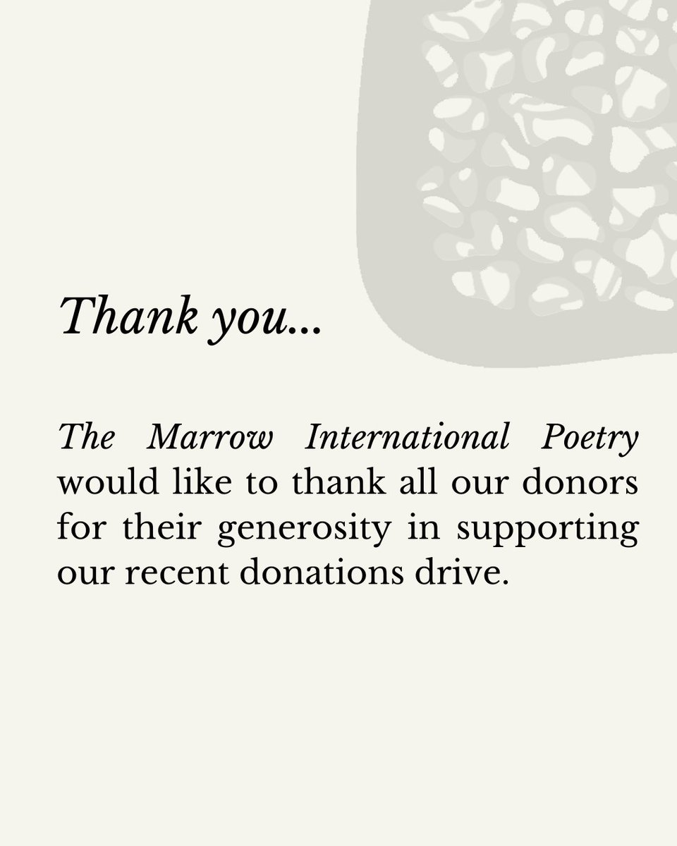 themarrowpoetry's tweet photo. THANK YOU for supporting our recent donations drive. Due to an overwhelming response we are delighted to be in a position to pay our contributors for their fantastic work in Issue Six of The Marrow, out 8th February. Donations welcome any time: https://t.co/X57YB5zlXj https://t.co/9u7OhO5HKy