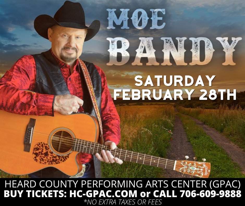 HC_GPAC's tweet photo. 📷America's All-Time Leading Country Music Artist 𝗠𝗢𝗘 𝗕𝗔𝗡𝗗𝗬 will take the stage at the GPAC on February 28th! 📷 Moe Bandy boasts Ten #1 Hits, 40 Top Ten Hits, 66 Chart Hits, and 5 Gold Albums! Come enjoy a fun night out! Get your tickets before they are all gone! https://t.co/FpSGIheJdf