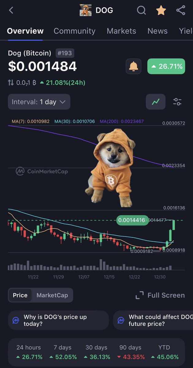 🚨BREAKING: $DOG (Bitcoin) is up +45% year to date.
