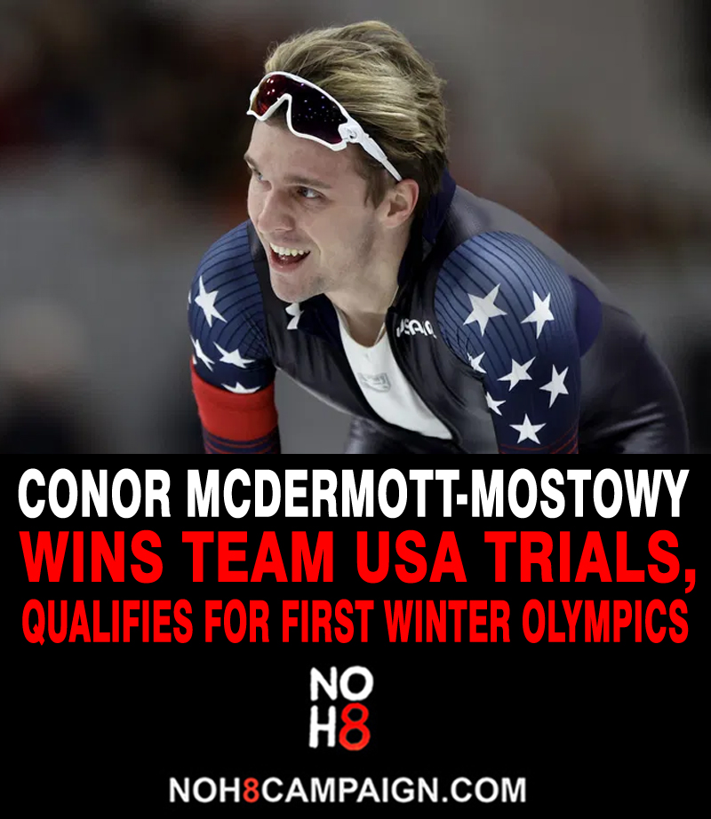Openly gay speedskater Conor McDermott-Mostowy qualified for his first Winter Olympics after winning the Team USA Trials #NOH8