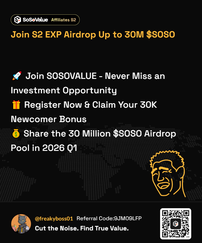 KairothL's tweet photo. 🚀Join SOSOVALUE - Never Miss an Investment Opportunity
🎁Register Now &amp; Claim Your 30K Newcomer Bonus 
💰 Share the 30 Million $SOSO Airdrop Pool in 2026 Q1
🎁 Exclusive Limited Offer: Get 30,000 EXP for the $SOSO Airdrop upon registration!
👉 Claim Now: https://t.co/RweuEyo6dV https://t.co/2IklFoYNdd