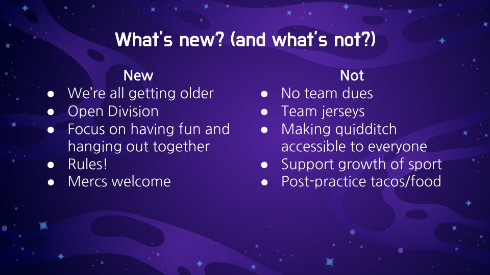 Happy 2026 quadball fans! Here's an overview of our team for this season! It's been a few years and we're easing back in and having a great time playing and spending time together. If you're interested in playing for us, fill out forms.gle/DrnGbABVF6byMq… and we'll be in touch!