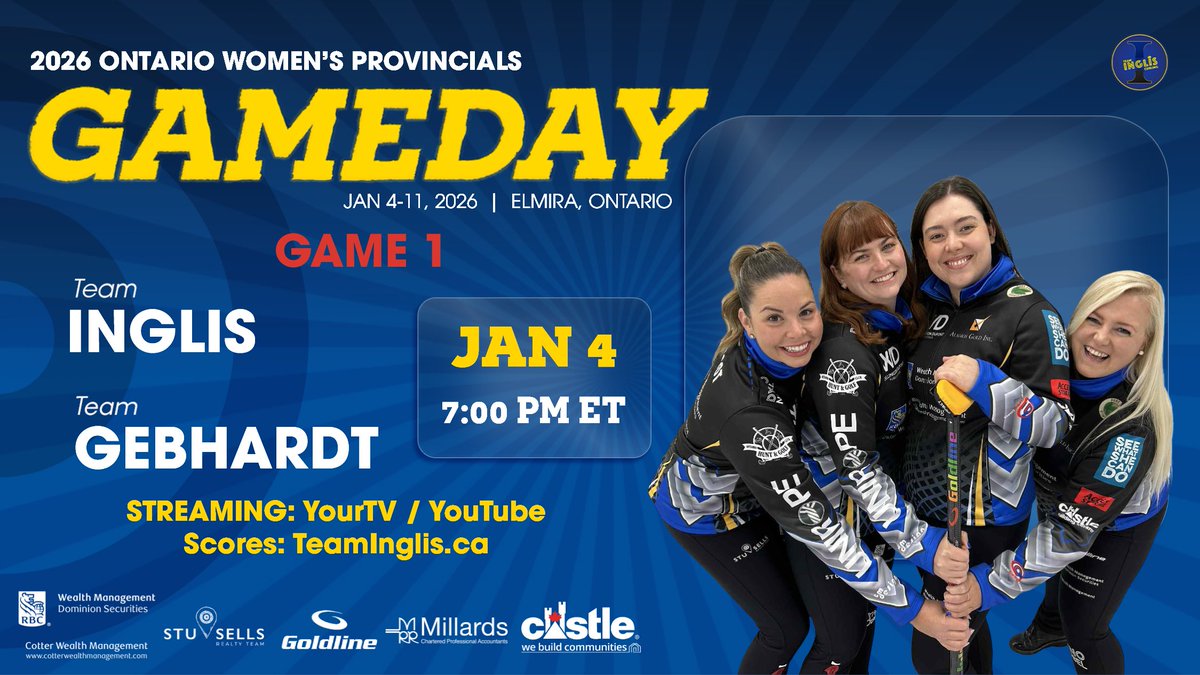 TeamInglis's tweet photo. We are just 2 hours away from our opening game at the Ontario Women’s Provincials! Looking to kick things off on the right foot. Let’s go!!
🖥️Watch: YourTV / YouTube
📱Scores: https://t.co/vEUZ812OEq
#TeamInglis 🥌 https://t.co/YHsUWpUA3N
