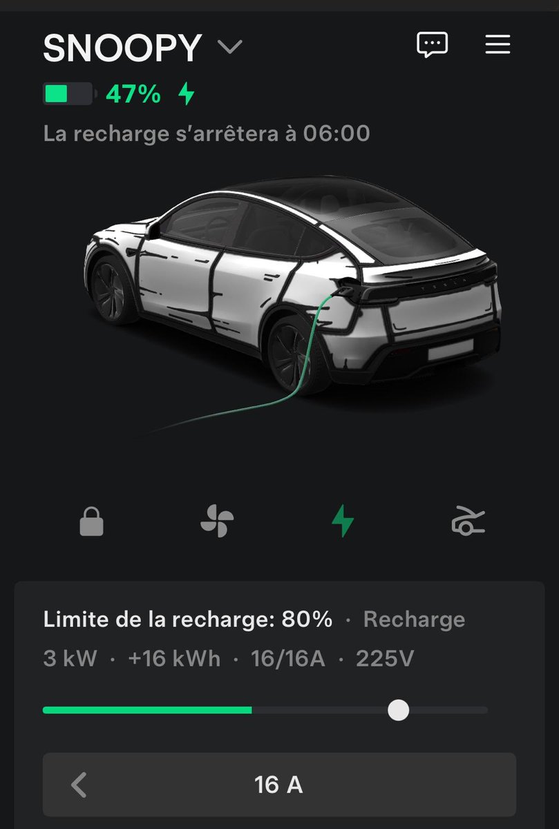 Fanfanito's tweet photo. @BlogTeslaFr bonjour. Le chargeur conseillé dans la publication du 27/12 charge sur l appli avec un affichage à 3kW au lieu de 3,7kW est ce normal ? https://t.co/K8nd6kZQoQ