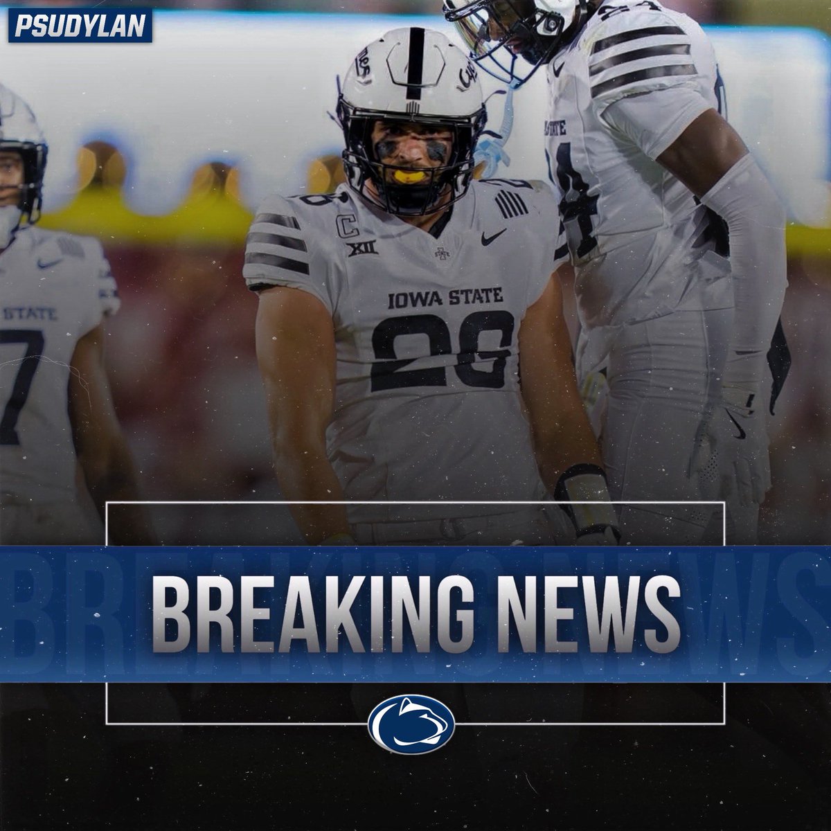 BREAKING: Iowa State transfer LB Caleb Bacon has committed to Penn State! The 6'4", 240lb backer had 68 tackles, 9.5 TFL, 3 sacks, 3 PD, and 1 FF this past season. 

Bacon - originally from Lake Mills, IA - will have one year of eligibility remaining. Welcome to Penn State,