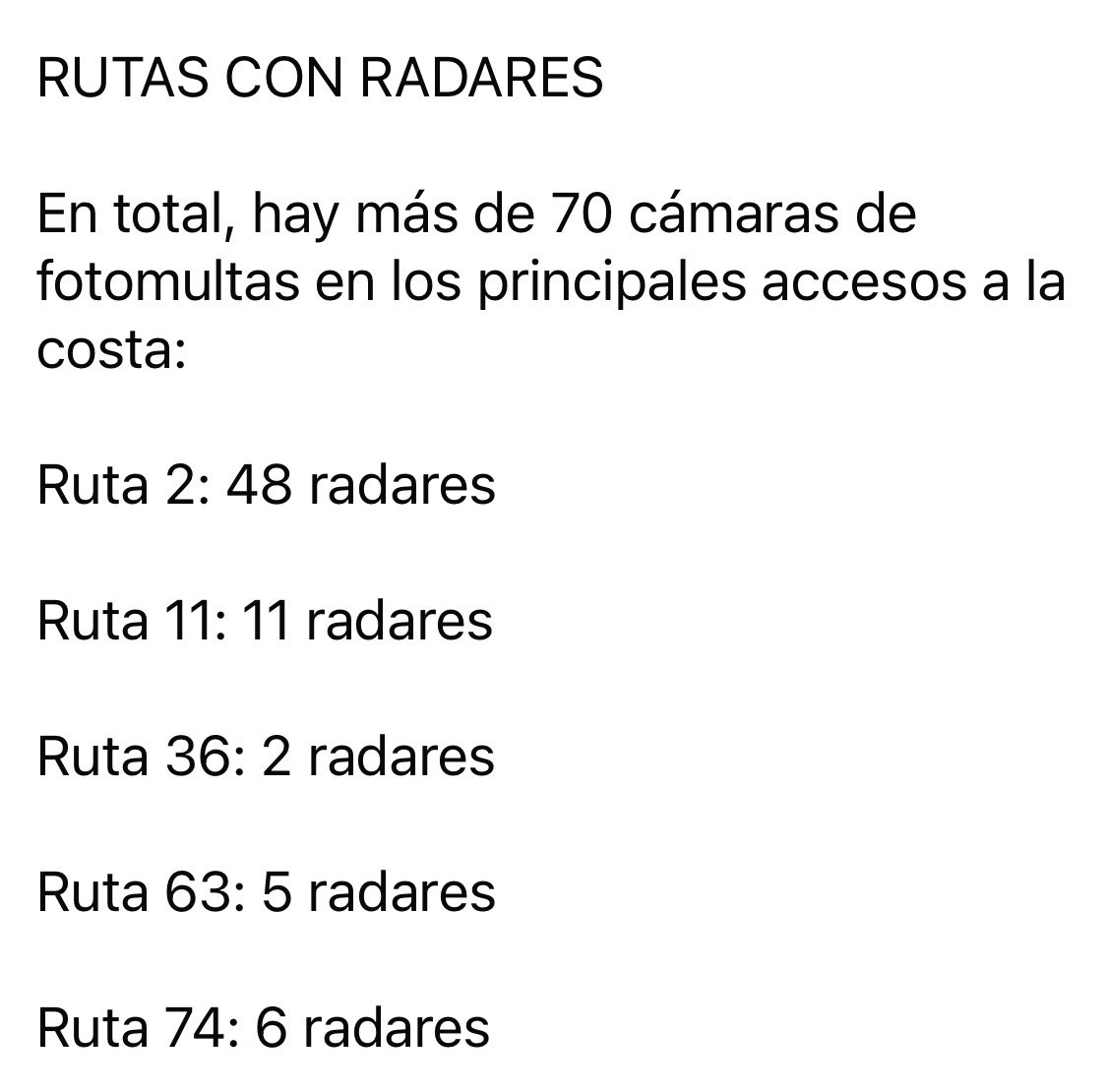 CondeyManchu's tweet image. Cantidad de cámaras de fotomultas para llegar a la Costa Atlántica desde CABA ; y el mapa con ellas .

Quien te advirtió ???

CondeNews