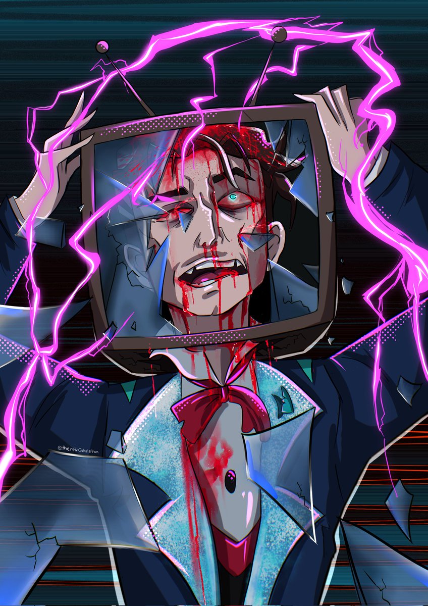 Screen cap redraw in my style!! poor Vincent I like torturing him 😂 #hazbinhotel #hazbinhotelvox #vox #voxhazbinhotel #radiostatic