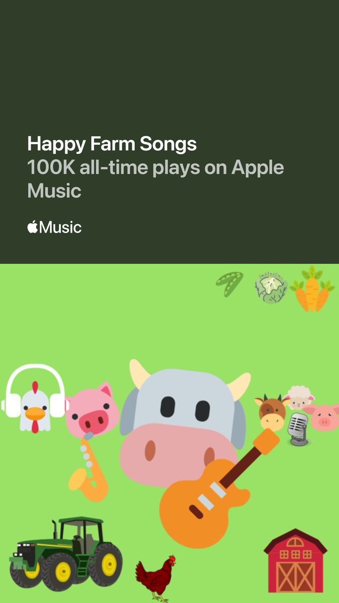 A hundred THOUSAND??!? A HUNDRED thousand?!?!? That’s AMAAAAZING, thank you SO much for listening and singing to our little Happy Farm Songs. Whether it’s Digging a Ditch, or Apples, or I Love Tractors or 30 other songs, we’re truly grateful x (they’re on other platforms too!)