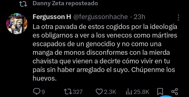 Susarlecchino's tweet image. Mira cuánta preocupación tiene Danny, con sus reposteos para nada xenofobicos y llenos de resentimiento.