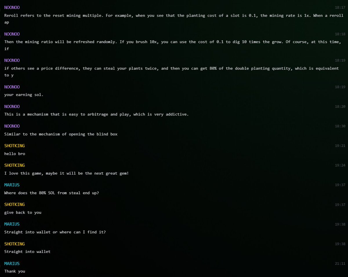 Love seeing farmers help out other fellow farmers in learning the game, we are more than just a pvp game, we are all here to farm together as a community.

Vibes are only GROWing day by day