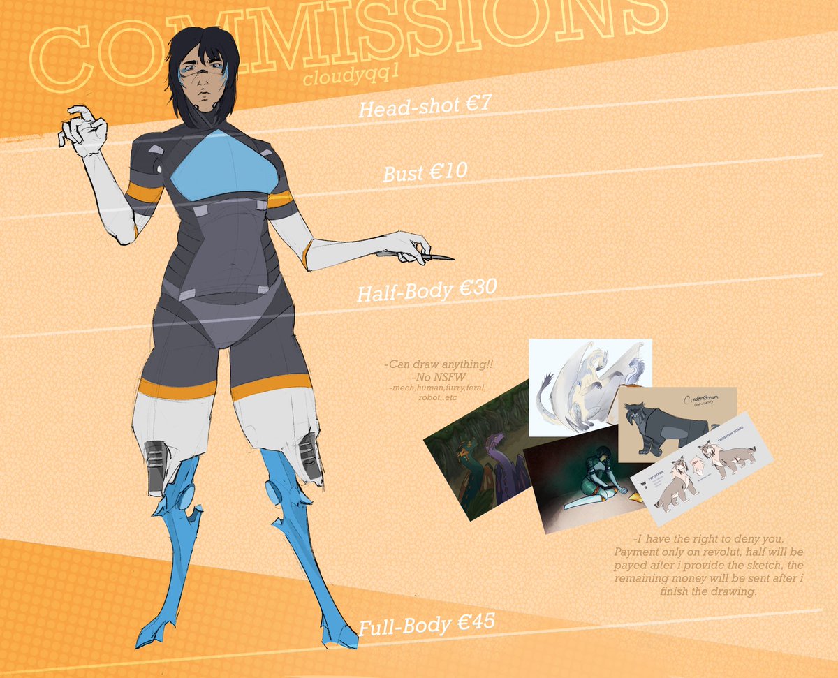 Clvudy_Sun's tweet photo. IM OFFICIALLY OPENING UP COMMS!! 
Art shown is flat colour, rendered artwork/complex poses adds another 5€! COMPLEX backrounds add 10€.  Artwork takes around 1-2 weeks depending on the drawing requirements..

DM me on insta for more info! @cloudd8901
#commissionsopen #SIGNALIS https://t.co/DlaPbwNJjc