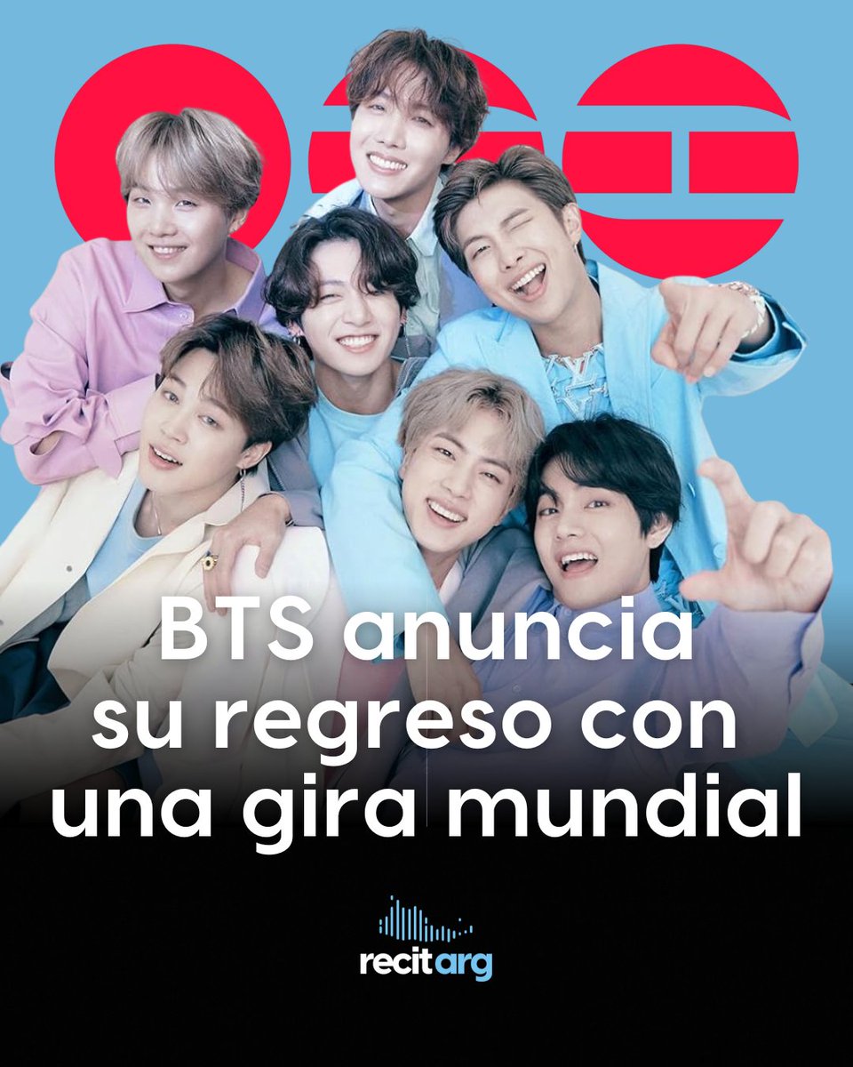 RecitArg's tweet photo. 🇰🇷 BTS acaba de anunciar su regreso con el 5to álbum de estudio y una gira mundial!

🙌🏻 ¡La espera llega a su fin!  El grupo lider en la escena del K-pop mundial acaba de compartir con sus fans su regreso tras la pausa por el servicio militar obligatorio que tuvieron sus integrantes entre 2022 y 2025.

💿 El anuncio llegó con la fecha de lanzamiento de su nuevo álbum, que verá la luz el 20 de marzo del 2026 y una gira mundial a ser anunciada el próximo 14 de enero.

🇦🇷 ¿Será que finalmente visiten Argentina? 👀
Elegimos creer 🙏🏻