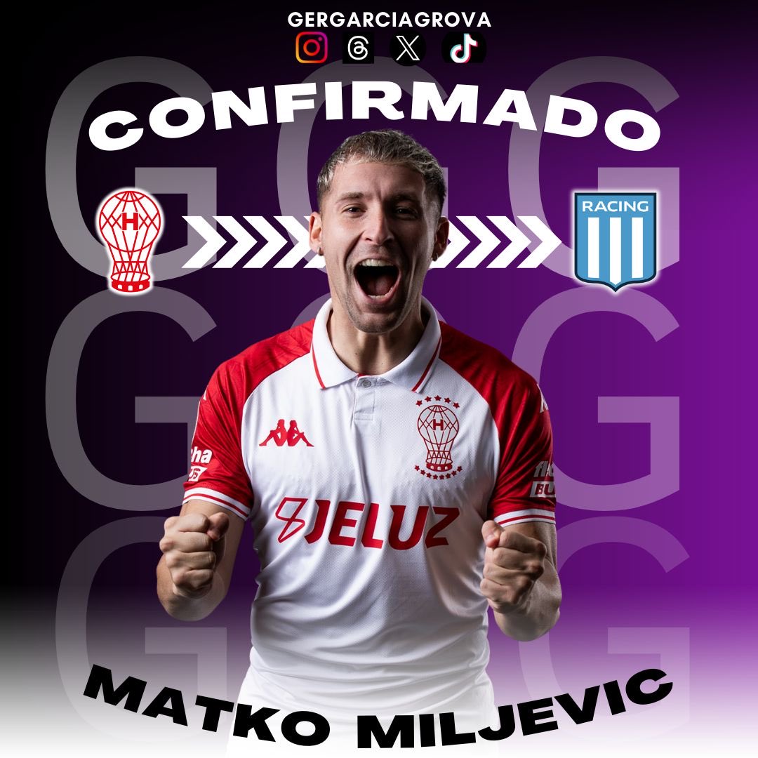 GerGarciaGrova's tweet image. 🚨Matko Miljevic jugará en Racing

📌Huracan vende el 80% de la ficha en US$3M

✍🏾 por cuatro años.