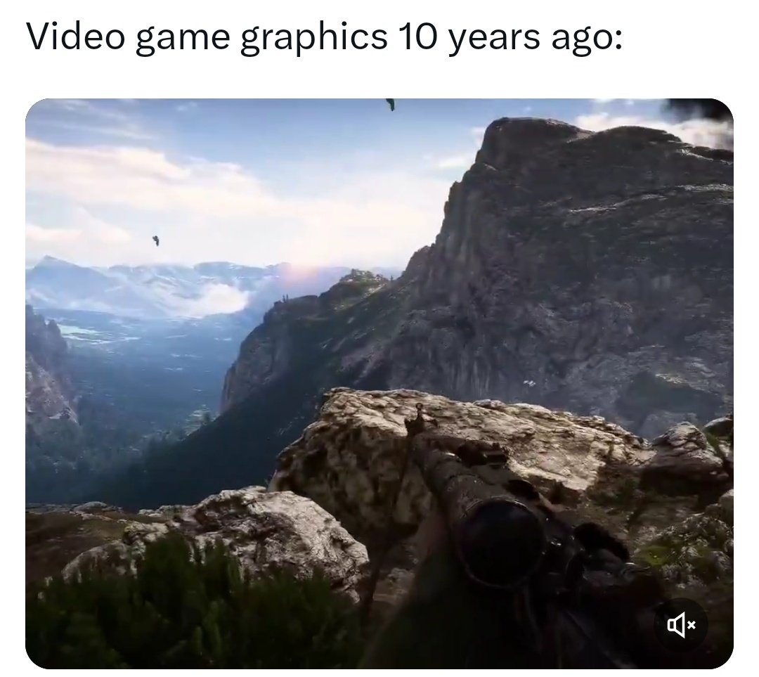 Been seeing the same posts daily from a certain account about how games supposedly look bad today compared to 10 years ago...

... except ACShadows, Kingdom Come 2, DS2, indiana jones, etc all came out last year* and look incredible. 

Its naive to think ALL games look worse now