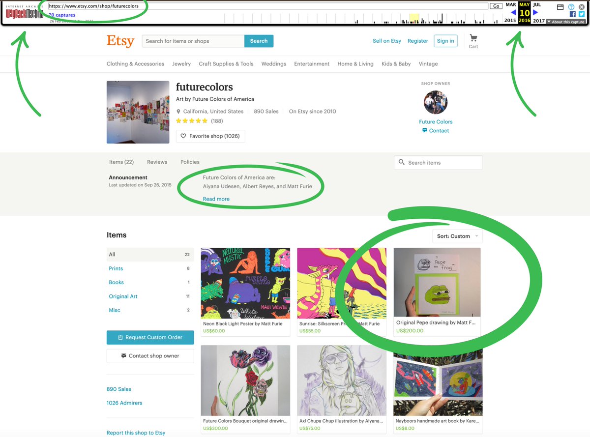 OriginalPepeVIP's tweet image. You're early to the only $PEPE that matters, hand drawn by @Matt_Furie, sold by himself on Etsy before the meme went global.

0x06d2A1B07Fa6C0181b70C7Dd37426c83B84Ec8b9

🧾 Proof of Narrative:
web.archive.org/web/2016051007…

The OG is back.