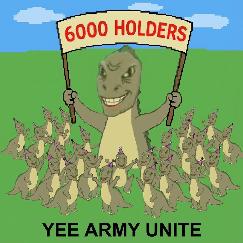 YeeErc20's tweet image. 6,000 absolute deyeenerates holding the line 🫡

The YEEARMY is different 🦖

Onwards

$YEE