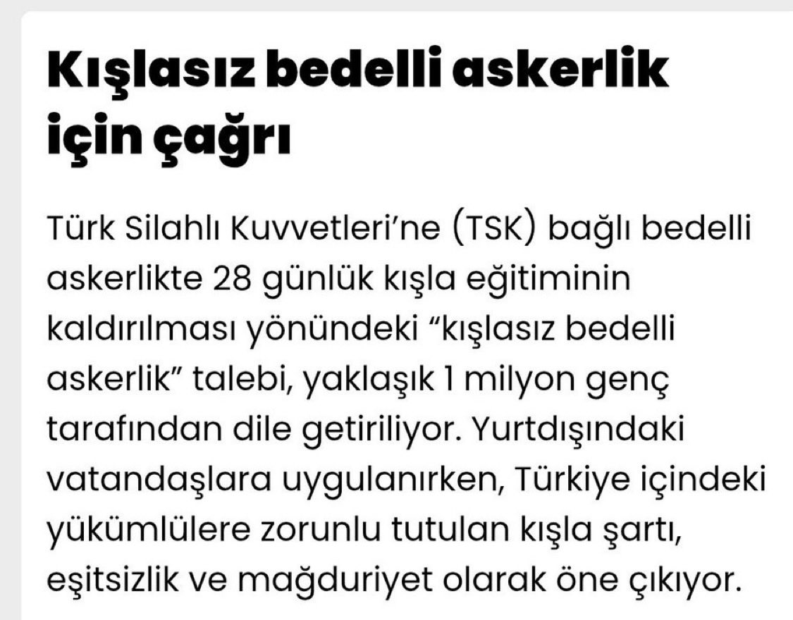 muhittinden's tweet image. #KislasizBedelliAskerlik
Biz Gençlerin talebine karşı gereken yapılmalı kışlasız bedelli askerlik talebi yerine getirilmelidir