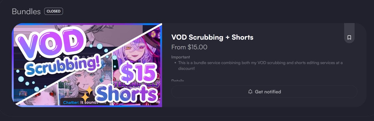 SimplySora_'s tweet photo. !! NEW VGEN SERVICE ALERT !!

A new bundle service combining VOD Scrubbing and shorts editing is coming to my vgen!
Shorts included with this bundle are discounted to $15/ea!

Stay tuned for when this service, and my New Year's sale goes live tomorrow Jan 5th!! https://t.co/utzf4RaB8B