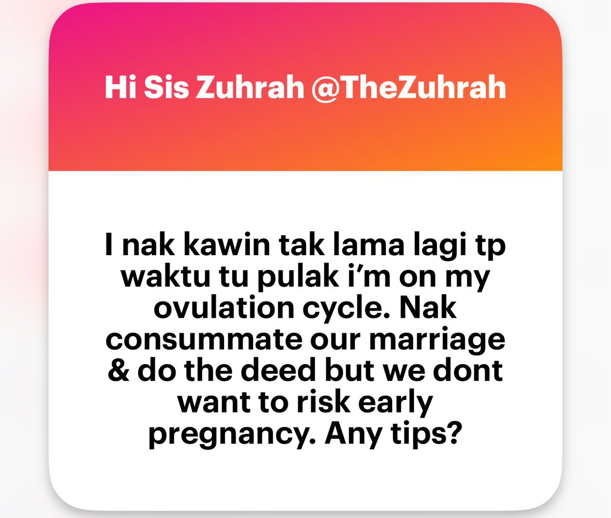 zuhrahx's tweet photo. Ovulation masa malam pertama
Tak salah pun pakai kondom.
We use condom for a year. Off bila dah confirm akan period lagi beberapa hari. & memang tepat2 lepas sebulan tak guna any contraceptive, pregnant.
#bride2be #newlywed #SexEd https://t.co/0MwfT3a0i8