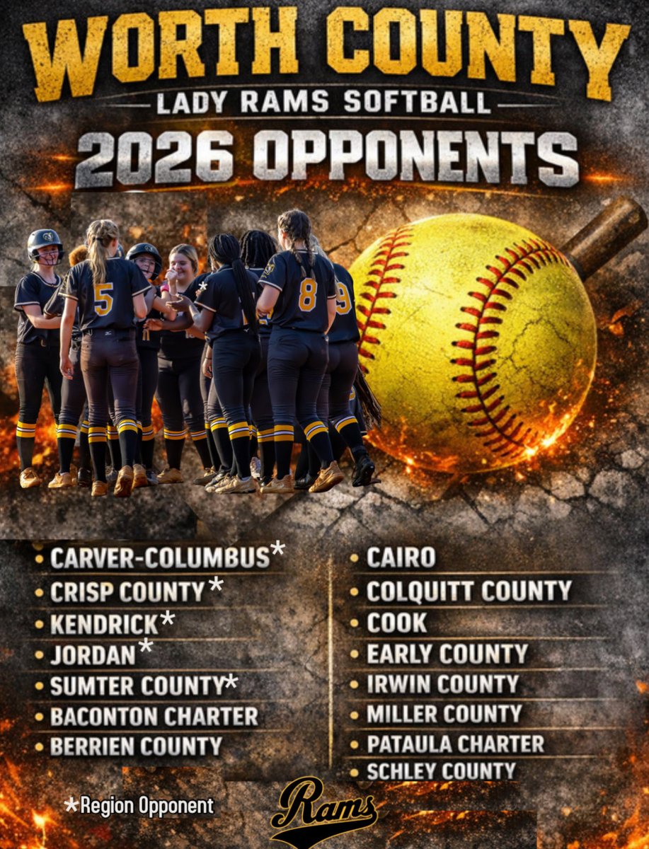 🚨🥎2026 Lady Rams Softball Opponents🥎🚨