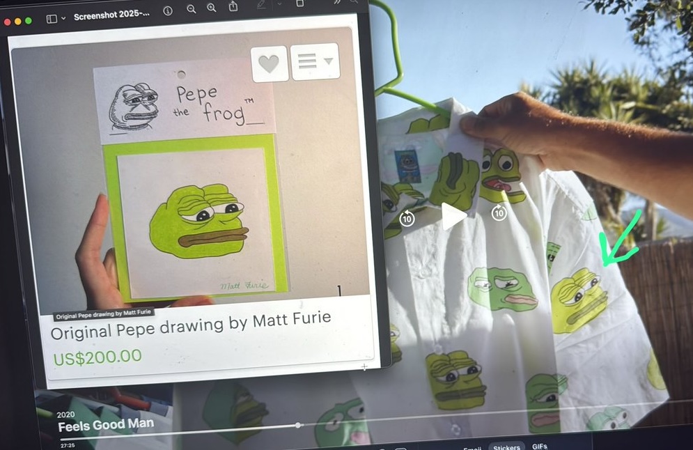 OriginalPepeVIP's tweet image. The Original $Pepe appears in @Matt_Furie's own clothing line and the documentary Feels Good Man!

0x06d2A1B07Fa6C0181b70C7Dd37426c83B84Ec8b9

🧾 Proof of Narrative:
web.archive.org/web/2016051007…

The OG Pepe is verified history. 🐸