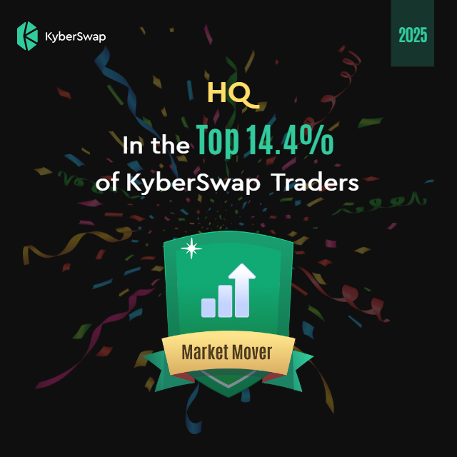BTR_001's tweet photo. Top 14%? I’ll definitely take that. 🥂 2025 was a massive year for trading, and snagging the Market Mover badge on KyberSwap feels like a win.

Check your own stats here: https://t.co/US7MNER0ZV https://t.co/zbU4b6k4Va