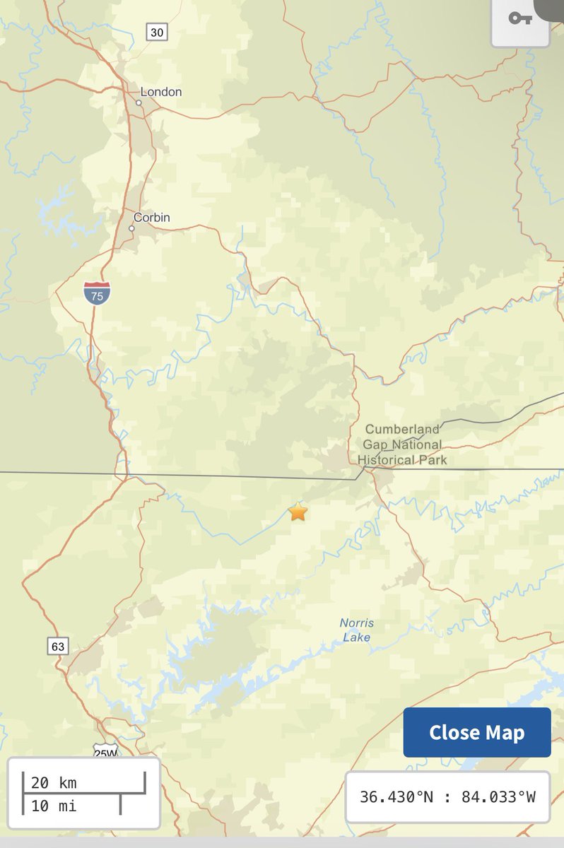 🚨Breaking News🚨 Another Earthquake just hit our region. This happened moments ago along the Kentucky/Tennessee border just south of Middlesboro and was a Magnitude 2.6. #kywx