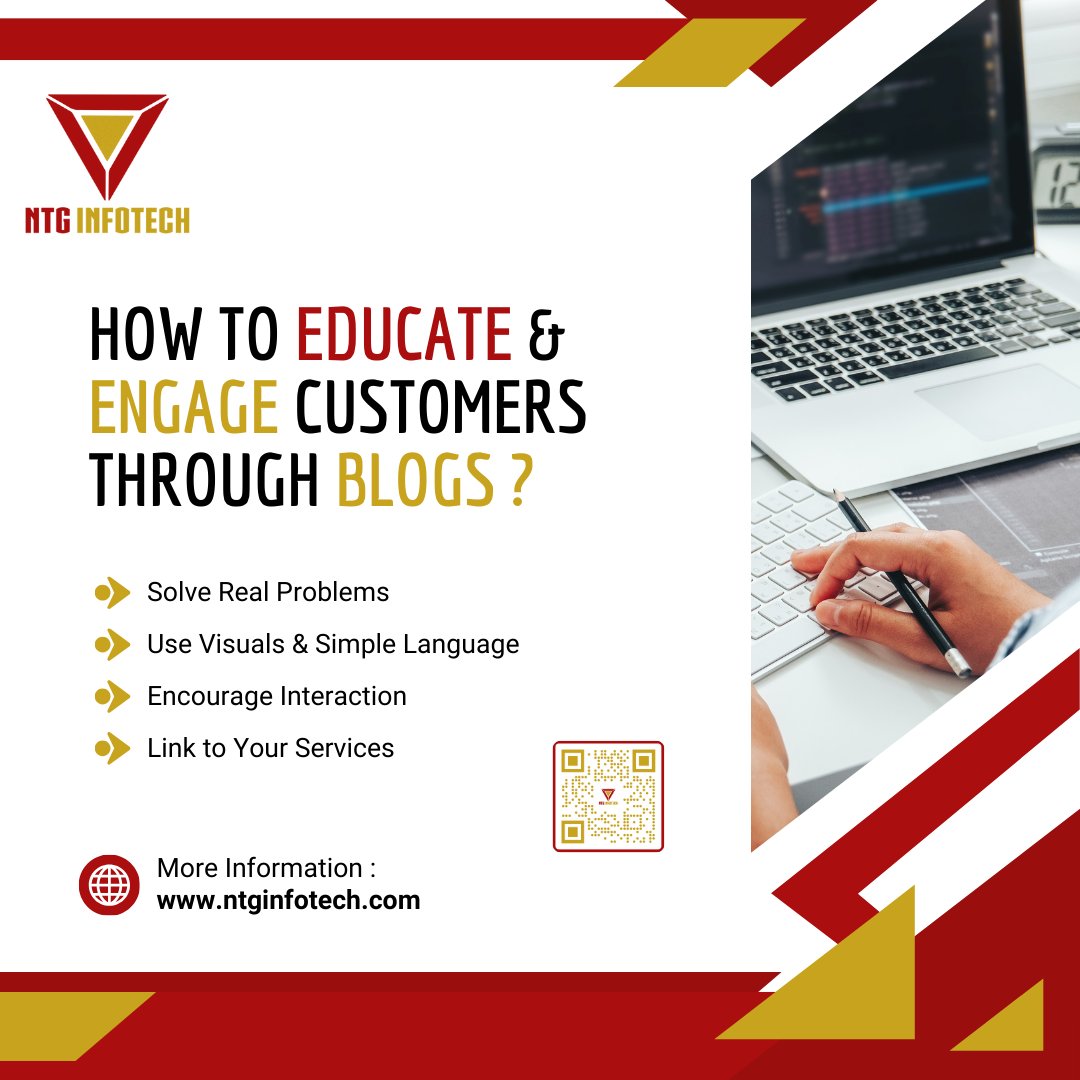 NtgInfotech's tweet photo. Turn blogs into business growth tools with NTG Infotech. From simple language to interactive content, we help brands educate audiences, drive engagement, and align blog content directly with their services. #ContentMarketing #BlogMarketing #CustomerEngagement #NTGInfotech https://t.co/mFBgK8rYdD