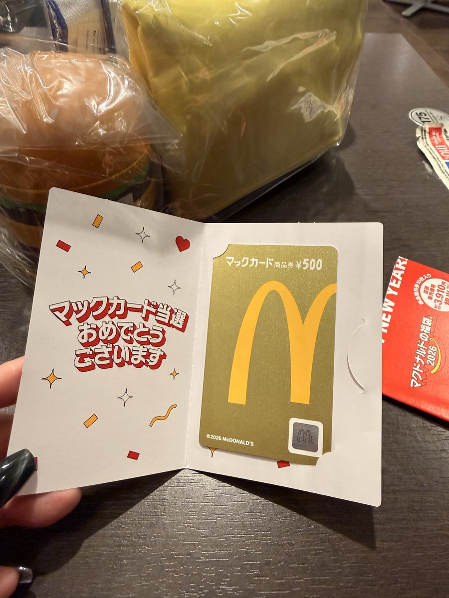 新年明けて
気付いたら5日も経ってる…

今年の初詣は、高幡不動へ。
人がすごかったけど
お団子美味しくて幸せでした❤︎

で、今日
マックの福袋受け取りに来たら…
まさかのこれ‼︎
今年は、色々幸先が良過ぎる‼︎
八咫烏様のご加護なのか…

1年を通して
良い年になりますよーに✨
頑張ります😊