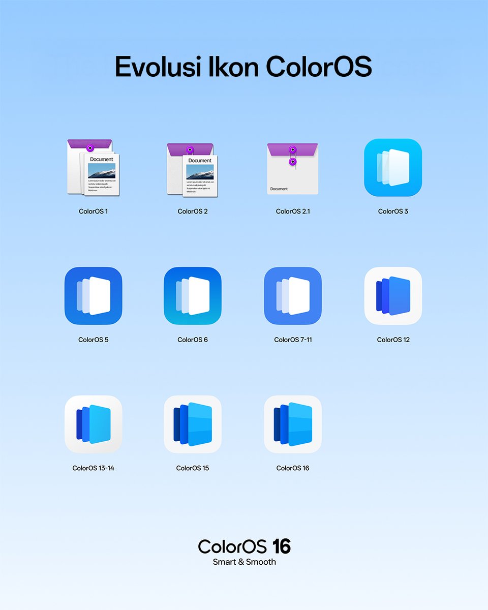 OPPOIndonesia's tweet image. Ini dia evolusi ikon ColorOS dari waktu ke waktu.
Mana yang jadi favoritmu? #OPPOColorOS16

#MoreColorEveryMonth