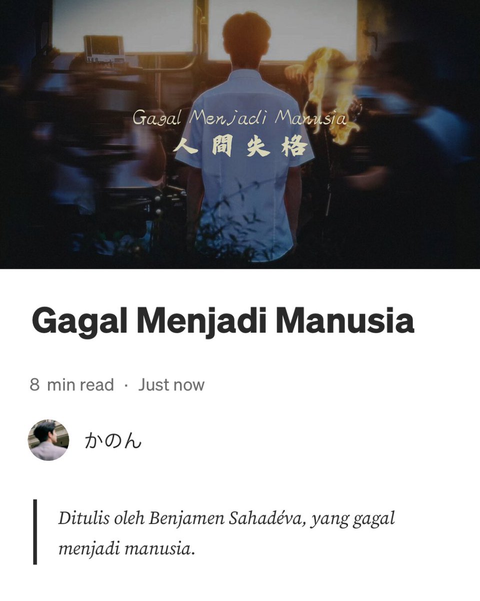 jsrfth's tweet image. Ditulis oleh Benjamen Sahadéva, yang gagal menjadi manusia.

—
a submission for #NaNTibercerita #kepadaRalena