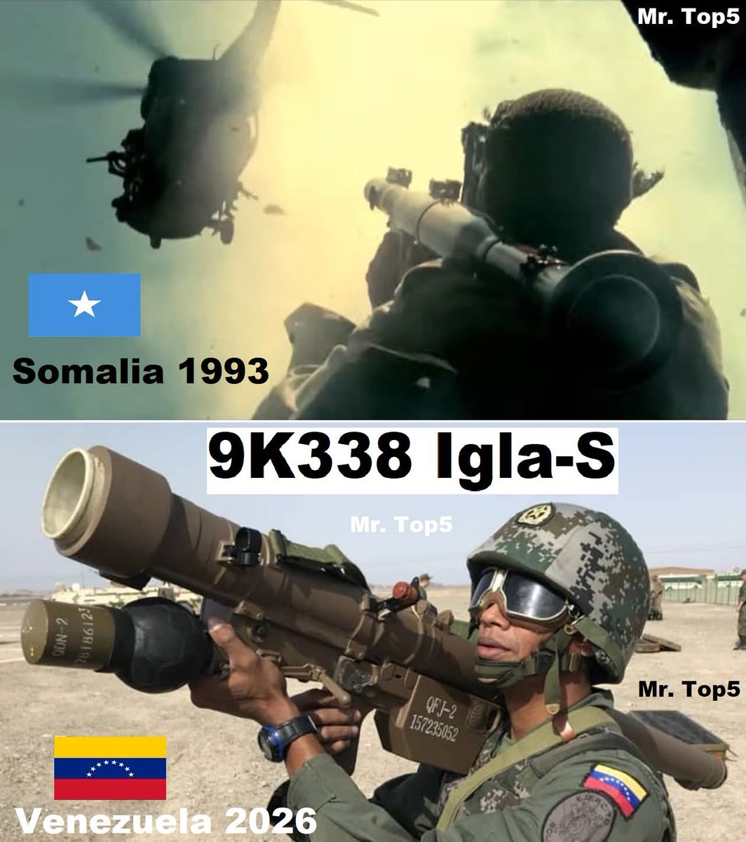 sofciber's tweet photo. @AecioEscalante 💥 Somalíes derribaron dos UH-60 Black Hawk de EE.UU., con lanzacohetes RPG-7.

🤡 Venezolanos armados con 5.000 misiles antiaéreos 9K338 Igla-S, No derribaron ni un solo helicóptero estadounidense. https://t.co/oVd51hvMgh